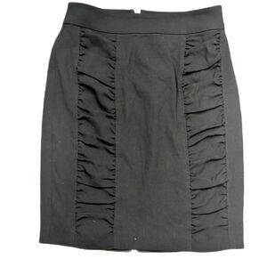 Cache Black Pencil Skirt Ruffle Panel Stretch Career Office Size (2)